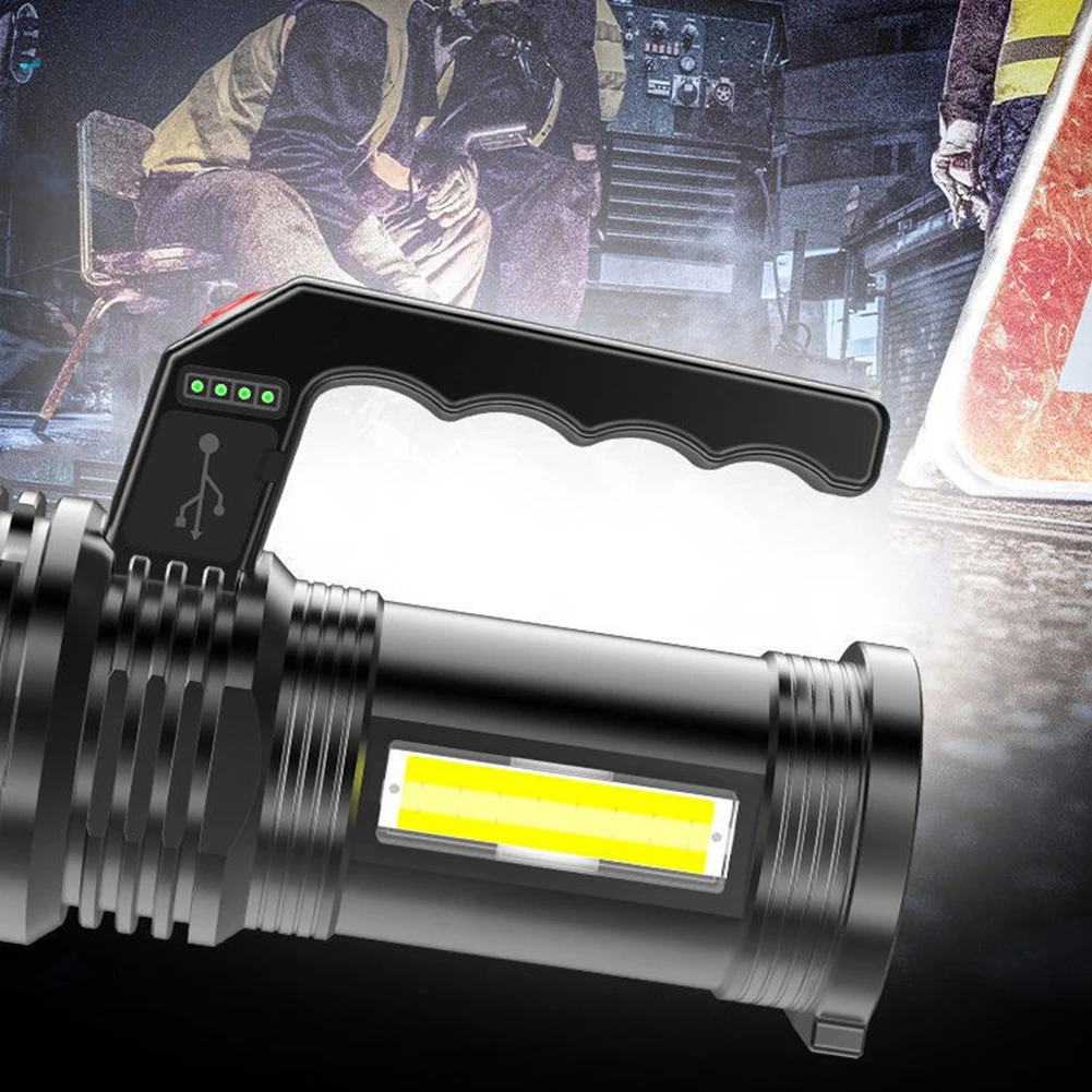 LED COB Bright Flashlight 4 Mode 300lm Outdoor Waterproof Torch Searchlight Lamp