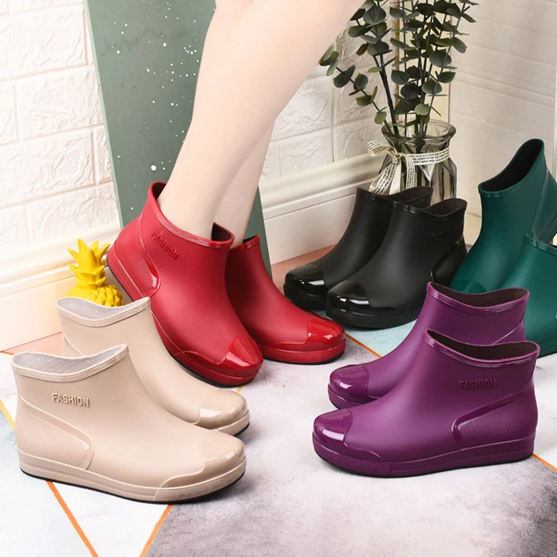 Fashionable Short-Tube Water-Splashing Festival Fashionable Short-Tube Waterproof Anti-Slip Rain Anti-Slip Rain Boots For Women