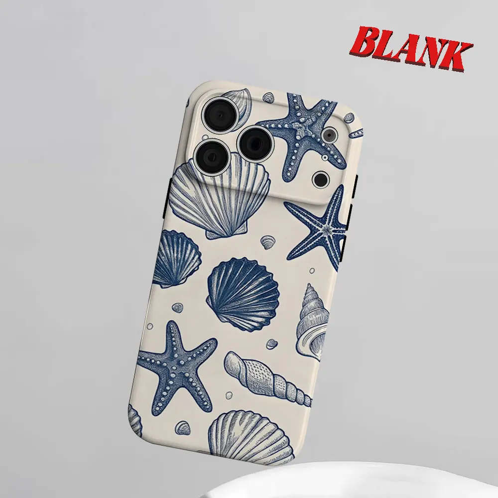 

Seashell & Starfish 2-in-1 Phone Case For iPhone 17 16 15 14 13 Pro Max Air 16e INS Flower Hard PC Bumper Cover Coque