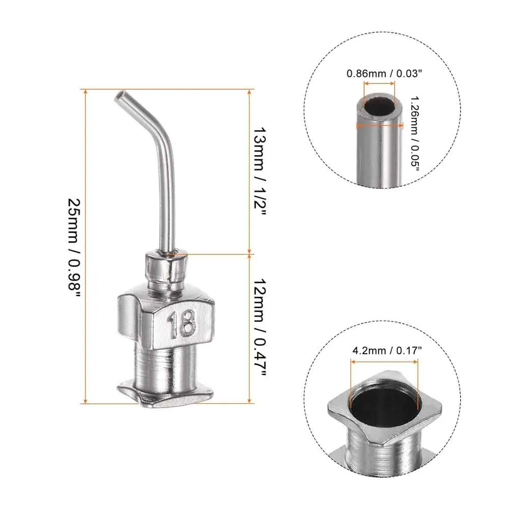 12Pcs/Box 1/2inch 45 Degree Bent Blunt Tip Dispensing Needle Stainless Steel Syringe Needle for Industrial & Lab Use