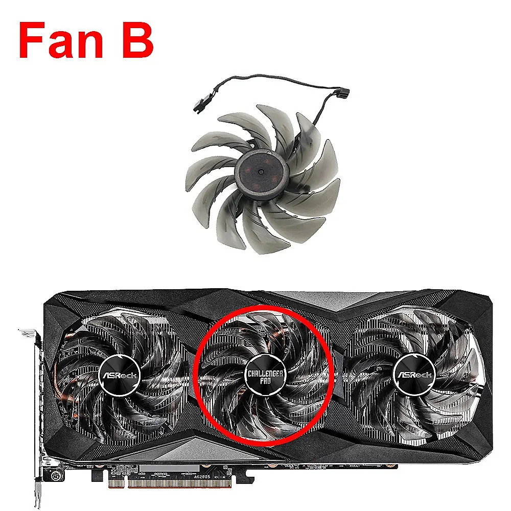 Imagem -05 - Ventilador Gráfico 85 mm Cf9010h12s para Asrock rx 6600xt 6600 6700 xt 6800 Challenger Pro oc Resfriamento da Placa de Vídeo