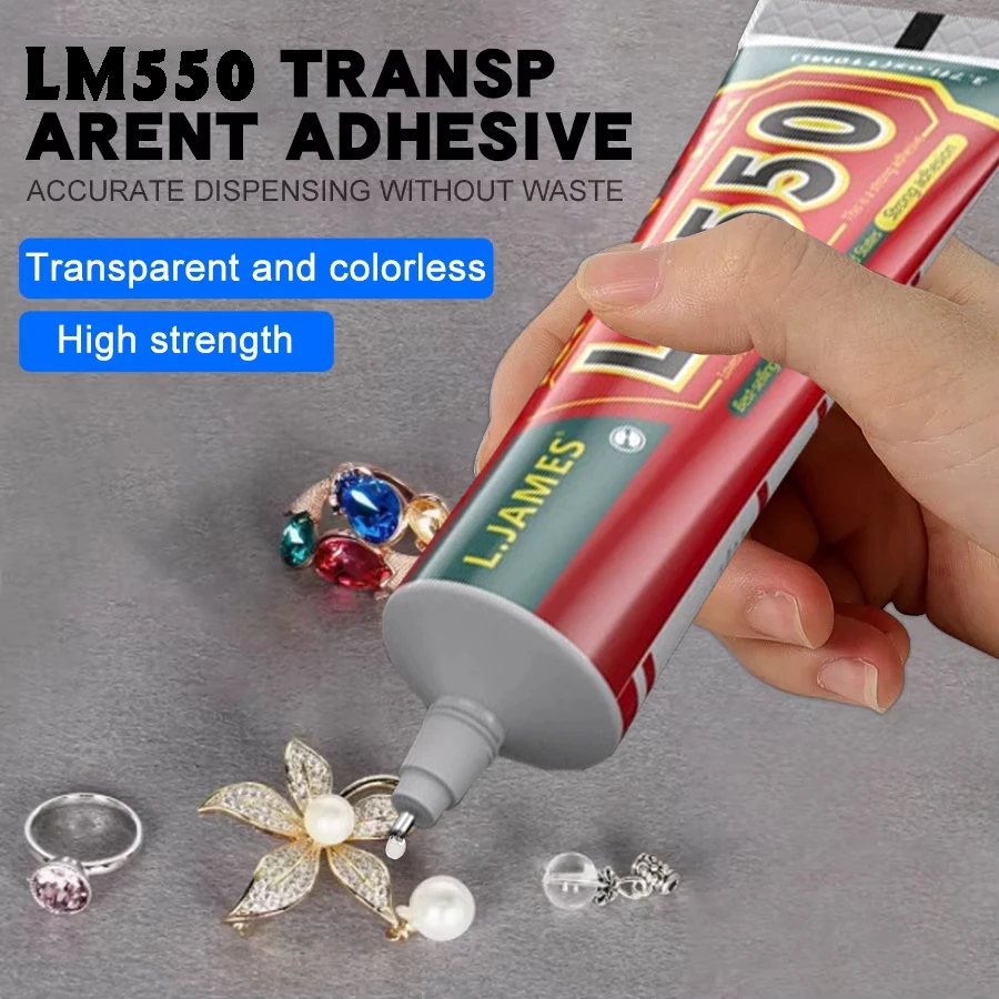 Klej precyzyjny LM550 z przezroczystym końcówką, uniwersalny klej do dżetów, biżuterii, rękodzieła, artykułów biurowych i szkolnych.