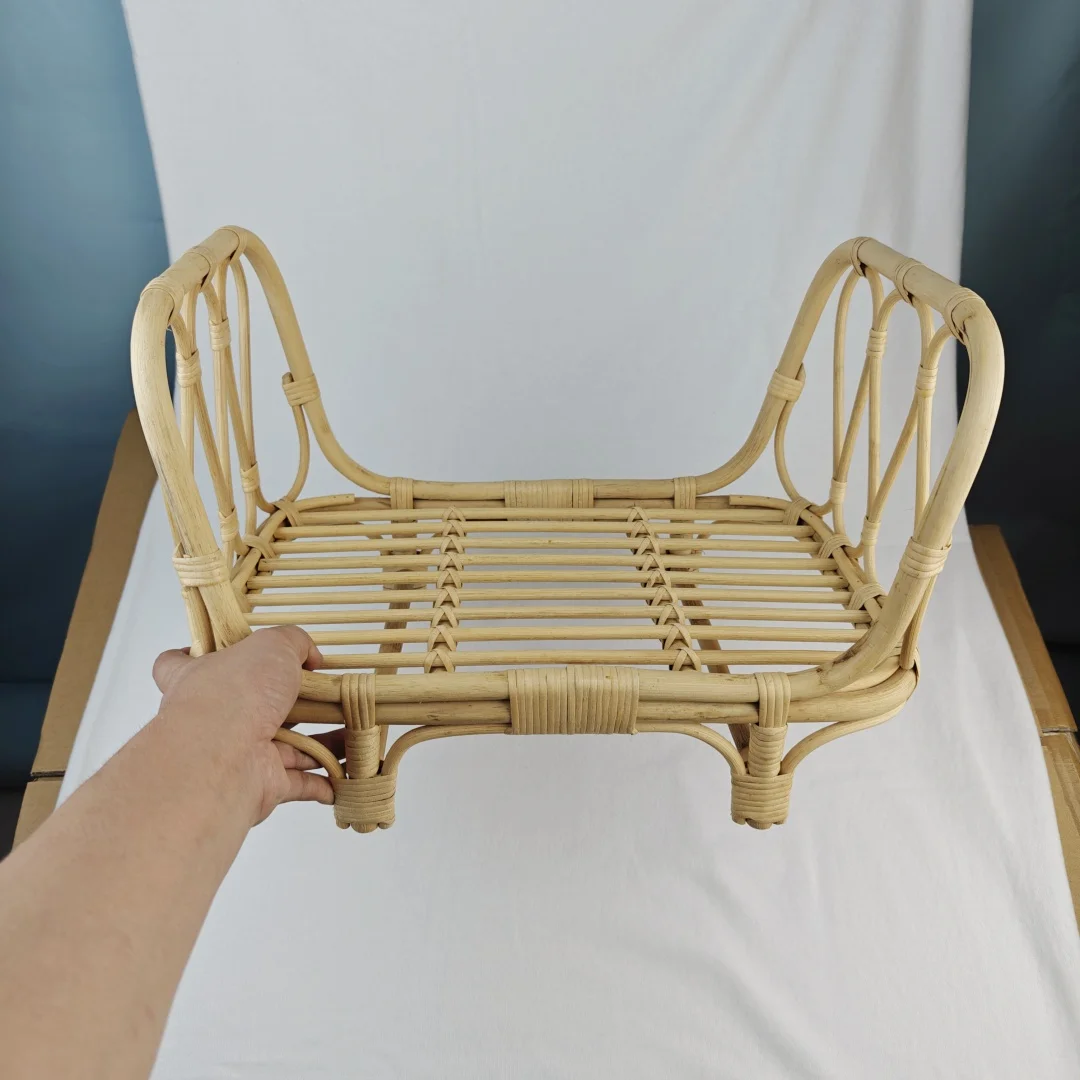 Baby Crib Rattan Bed Furniture for Newborn Photo Shooting  Doll Bed Newborn Photography Chair Fotografia Newborn Rattan Prop