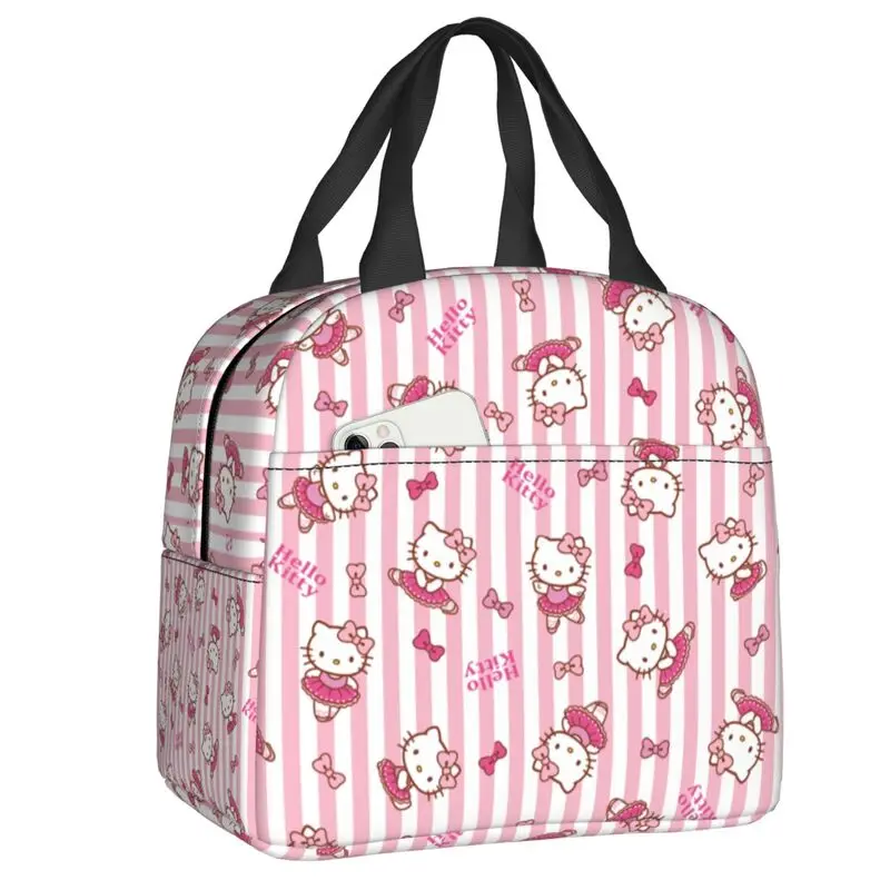 Custom Hello Kitty Lunch Bag Cooler Thermal Insulated Lunch Box for Children School Work Picnic Food Tote Bags