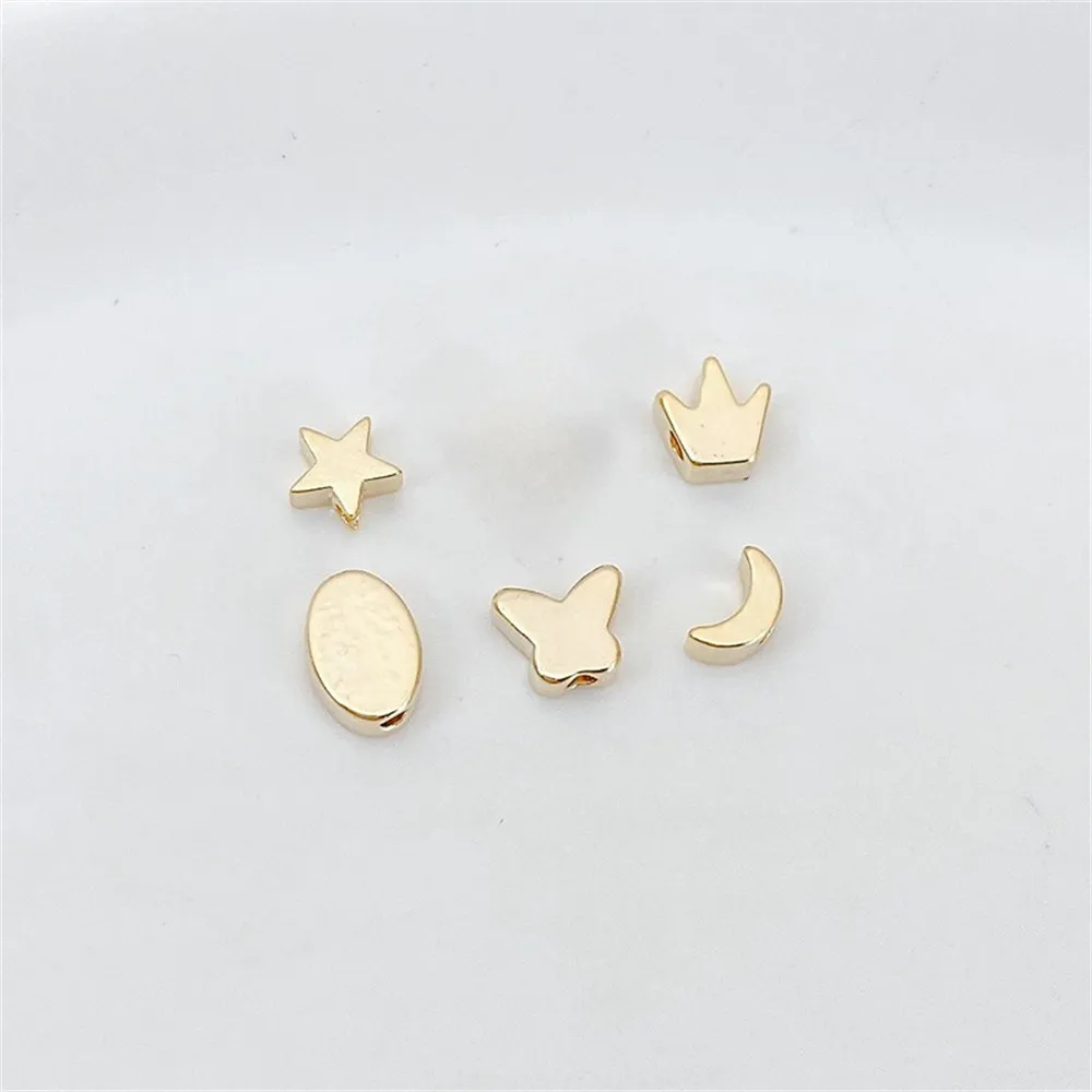 14K Package Gold Color Moon Butterfly Separated Beads Scattered Beads DIY Handmade Bead Bracelet Necklace with Bead Material