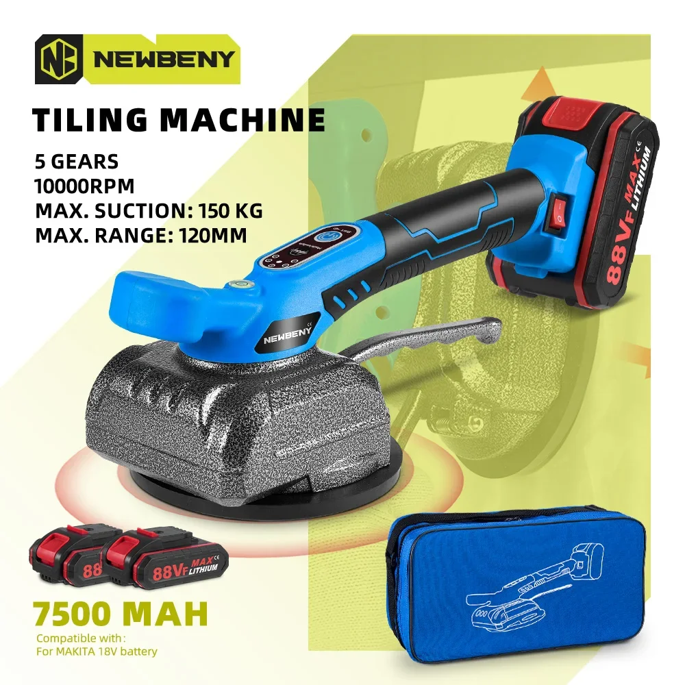 NEWBENY 150KG Tiles Tiling Machine 5Gear Adjustable Cordless Efficient Tile Vibrator Suction Cup Wall Floor Tiles Leveling Tool