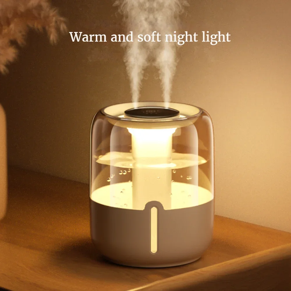 USB Double Spray Home Dormitory Office Bedroom Desktop With Small Night Light New 4L Large Capacity Humidifier