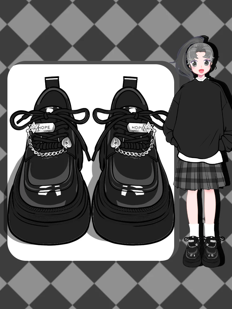 Dophee Japan Style Mary Jane Leather Shoes Women Black Thick Soled Shoes College Wind School Students Round Toe Jk Uniform Shoes