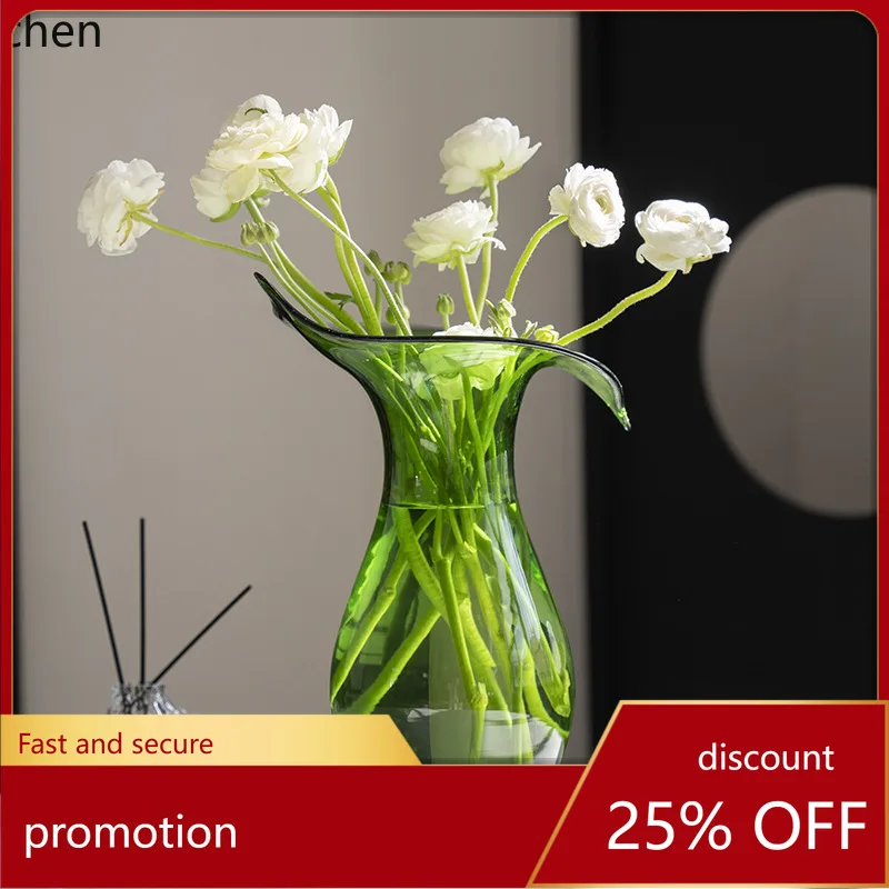 

HXL Glass Vase Ornament Transparent Hydroponic Flower Arrangement Container Green Plant Bottle