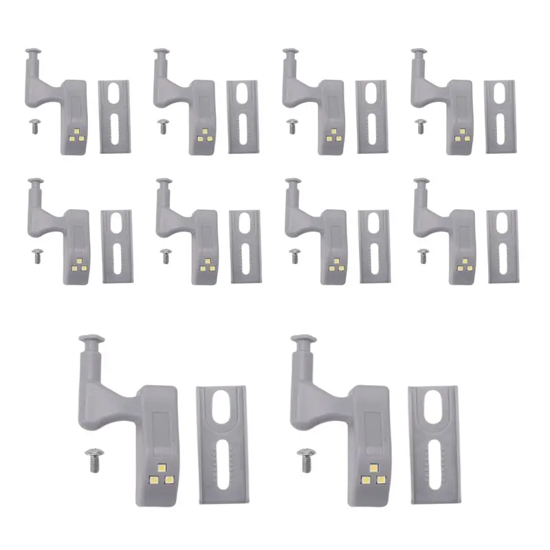 10 Piece LED Inner Hinge Lamp Wardrobe Hinge Light Under Cabinet Light White Cupboard Sensor Lights For Bedroom Kitchen Closet