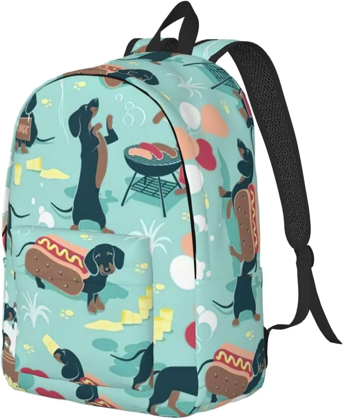 Hot Dogs and Lemonade Fashionable and lightweight canvas backpack, fit for casual travel, easy to carry your life