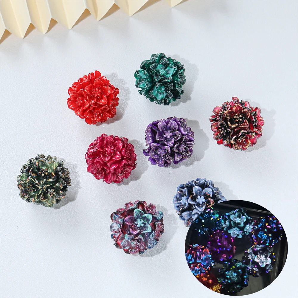 

Cordial Design 50Pcs 24*25MM DIY Fancy Bead/Luminous Glitter Powder Effect/Hand Made/Jewelry Findings/Flower Shape/Resin #19155