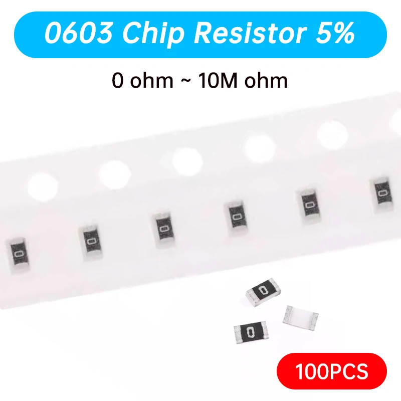 100pcs 0603 SMD 1/8W 5% chip resistor resistors 0 ohm ~ 10M 0R 1K 4.7K 4K7 10K 100K 10 100 220 330 ohm 0R 1R 10R 100R 220R 330R