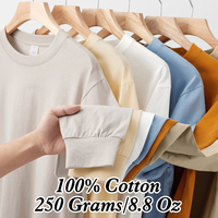 100% Cotton Long Sleeve T shirt With Pocket,Oversized Tee Tops Men Women,Unisex Loose Plain Tshirt,Quality Clothes 250gsm 8.8 oz