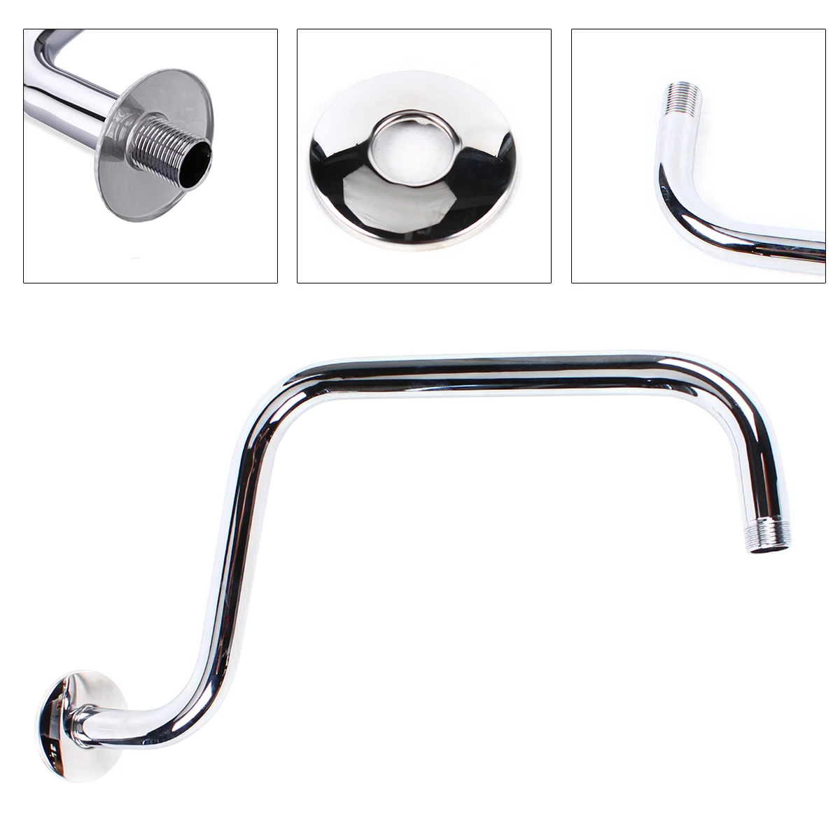 Shower Head Extension Arm S Shaped High Arc Gooseneck Long Shower Extender Pipe Wall-Mounted Bathroom Accessories