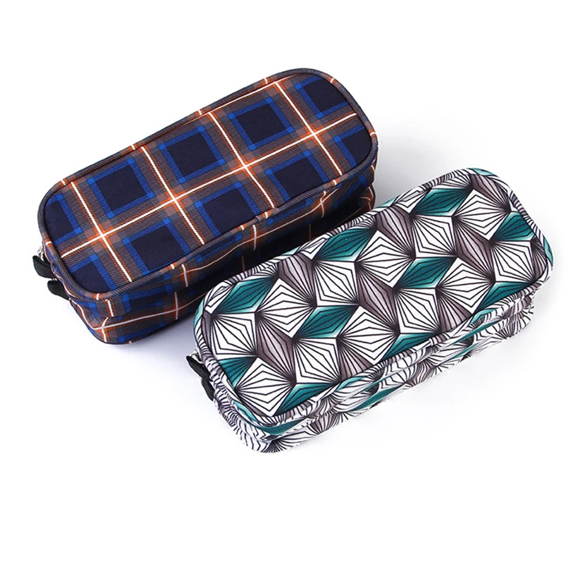 Imagem -02 - Grande Capacidade Lápis Case Papelaria Coreano Pen Trouser Pouch Double Zipper Pencilcase Material Escolar