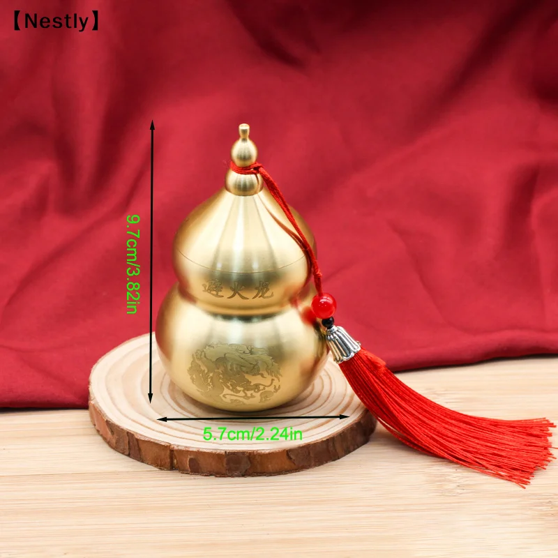 Feng Shui Chinesische Messing Wu Lou Kürbis-Schatzstatue Heimdekoration Tisch- und Bücherregal-Ornamente Glücksbringer und Schutz〔Nest〕 – Detail 6