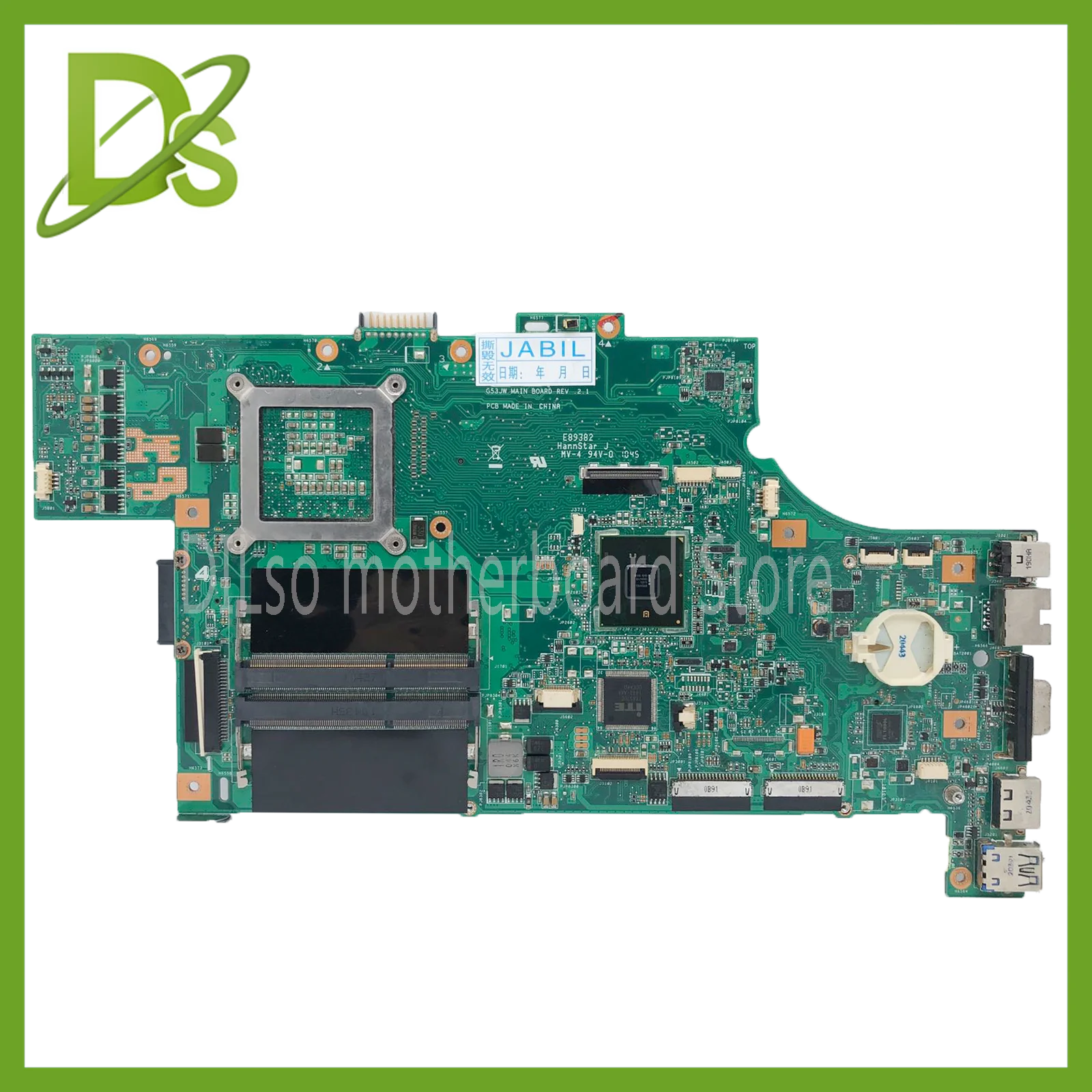 KEFU G53JW Laptop Motherboard For ASUS G53JW G53J G53 Notebook MainboardHM55  PGA 989 DDR3 4*SLOTS  Tested 100% Work