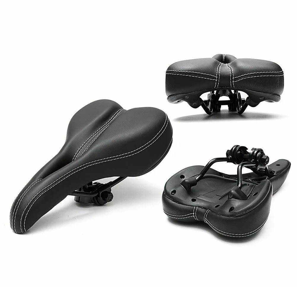 

Ultra Wide Bike Saddle Comfortable Mountain Road Cycling Seat Cushion Pad Black Shockproof Lightweight Cushion