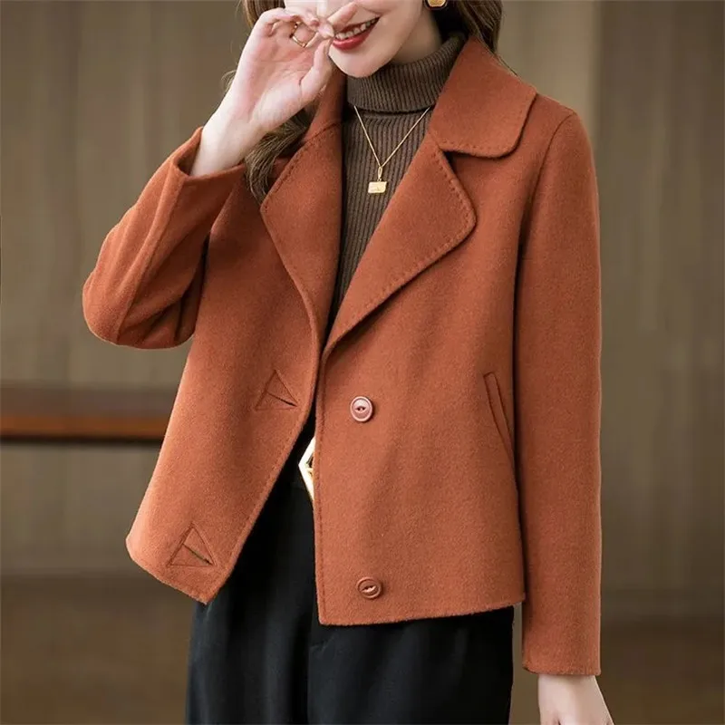 Cappotto di lana da donna corto di Design alla moda 2023 primavera autunno nuova giacca di lana a doppia faccia coreana capispalla Casual top