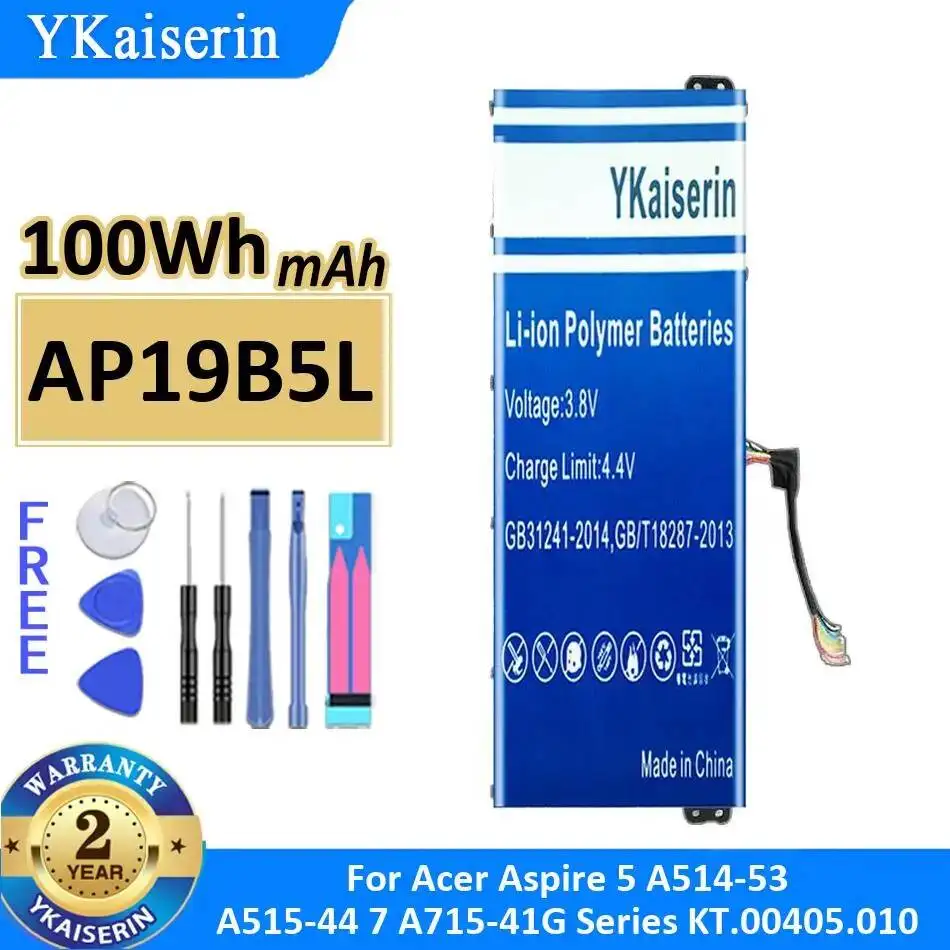 

Высокосовместимая батарея для ноутбука 100Wh AP19B5L: надежное питание для Acer Aspire 5 A514-53, A515-44, 7 A715-41G Series KT.00405.010