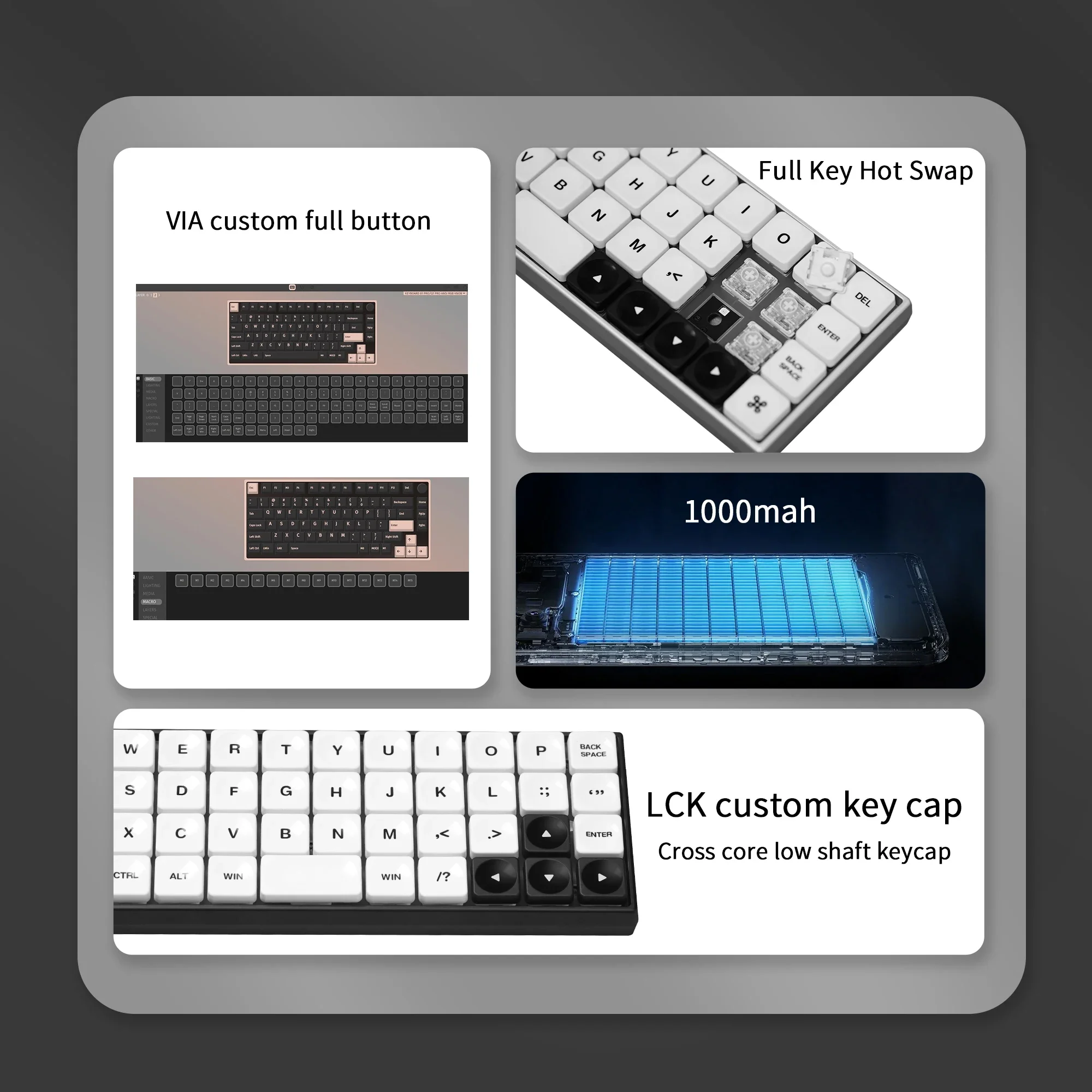 

Chosfox Geonix48 Rev.2 Low Profile Mechanical Keyboard Tri Mode Hot Swap Portable Keyboard Kit Support QMK/VIA Kailh Switch
