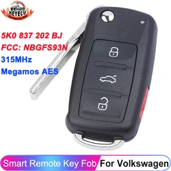 MQB 5K0837202BJ dla VW VolksWagen Jetta Passat 2017 2018 NBGFS93N 5K0 837 202 BJ 315MHz Megamos AES Chip Flip pilot z kluczykiem samochodowym