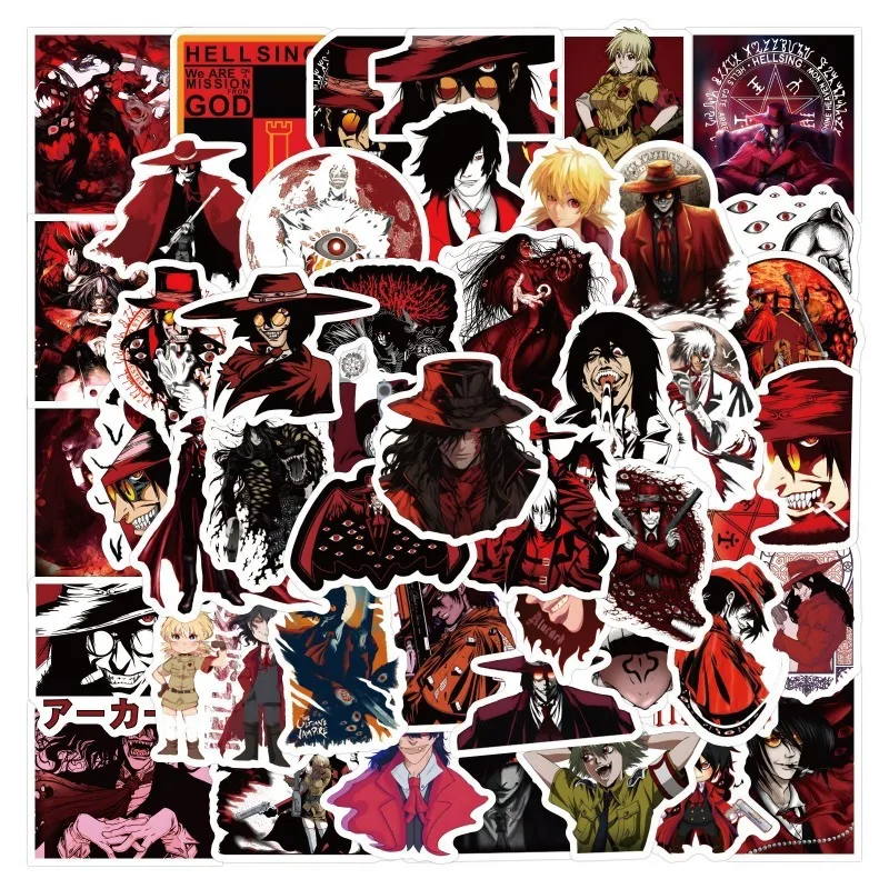 60 pçs novo hellsing dos desenhos animados graffiti adesivos decalques mala computador portátil guitarra decoração diy crianças clássicos brinquedo