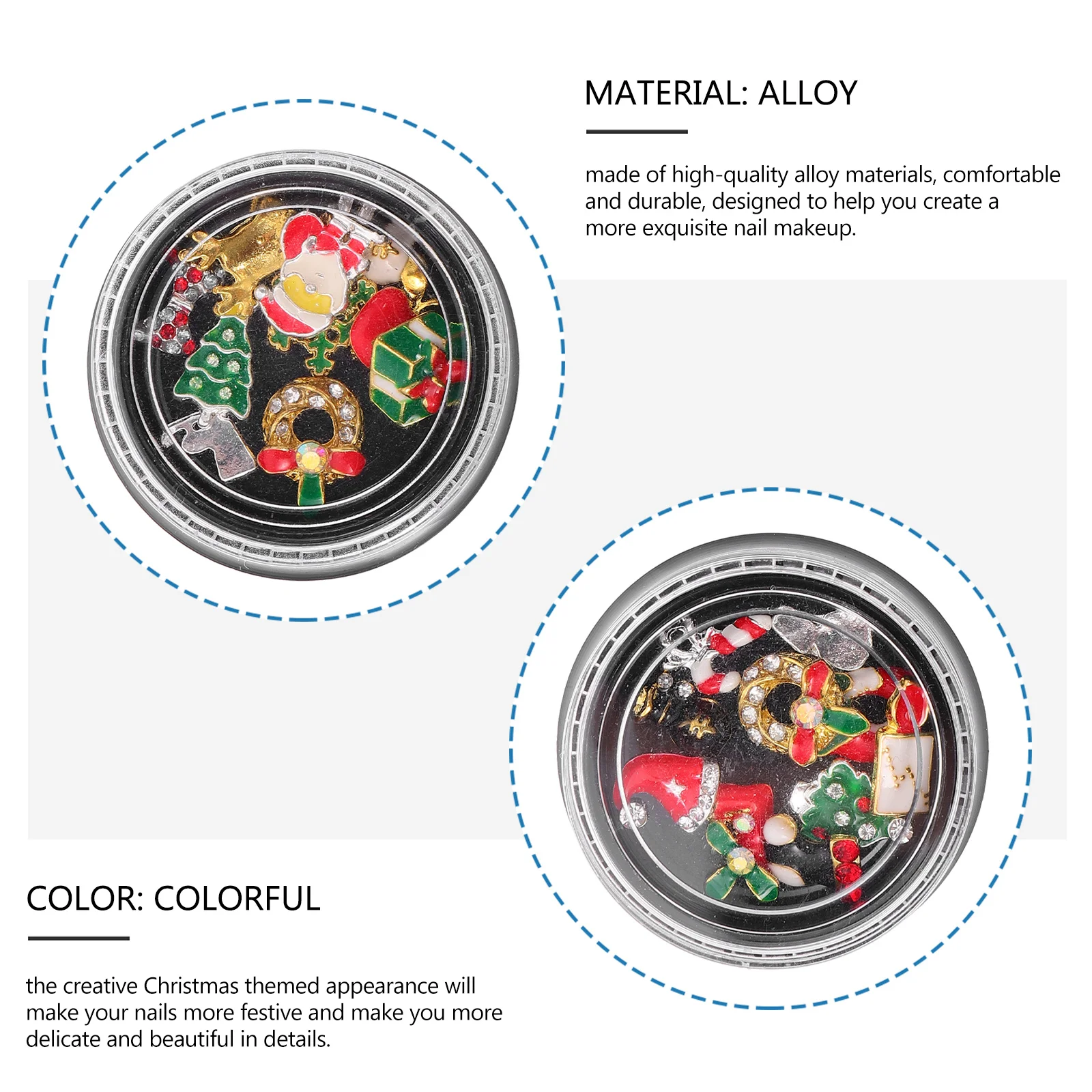 

2 коробки, рождественские 3D подвески из сплава, набор для украшения маникюра с коробкой для хранения, принадлежности для дизайна ногтей «сделай сам», рождественские стразы для ногтей