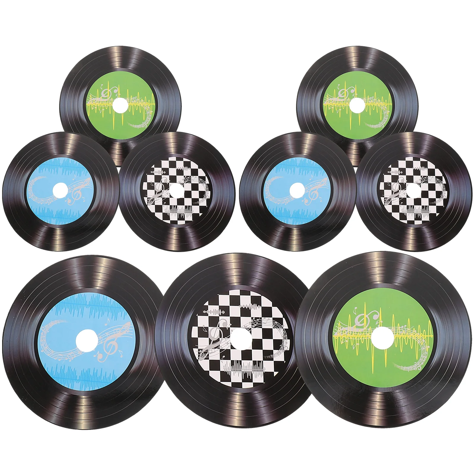 9 قطعة سجل كلاسيكي جدار ديكور الرجعية ورقة بولي كلوريد الفينيل شريط المنزل خمر الموسيقى موضوع مسجل فينيل سجلات الخشب ديكور سجلات الخشب #5