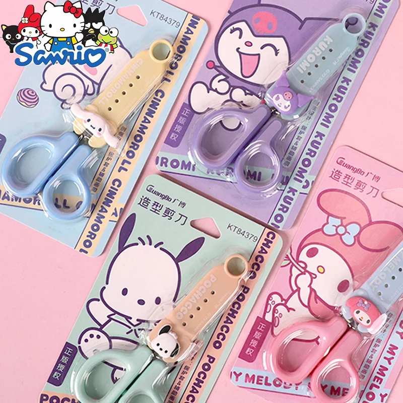 

Sanrio Scissors Protective Cover Safe Student Cinnamoroll,Kuromi Handmade Clipper Cute Gifts School Supplies Stationery Scissors