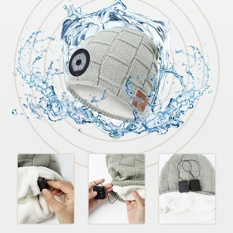 New Outdoor Sports LED Lighting Music Knitted Hat  Fleece Hat