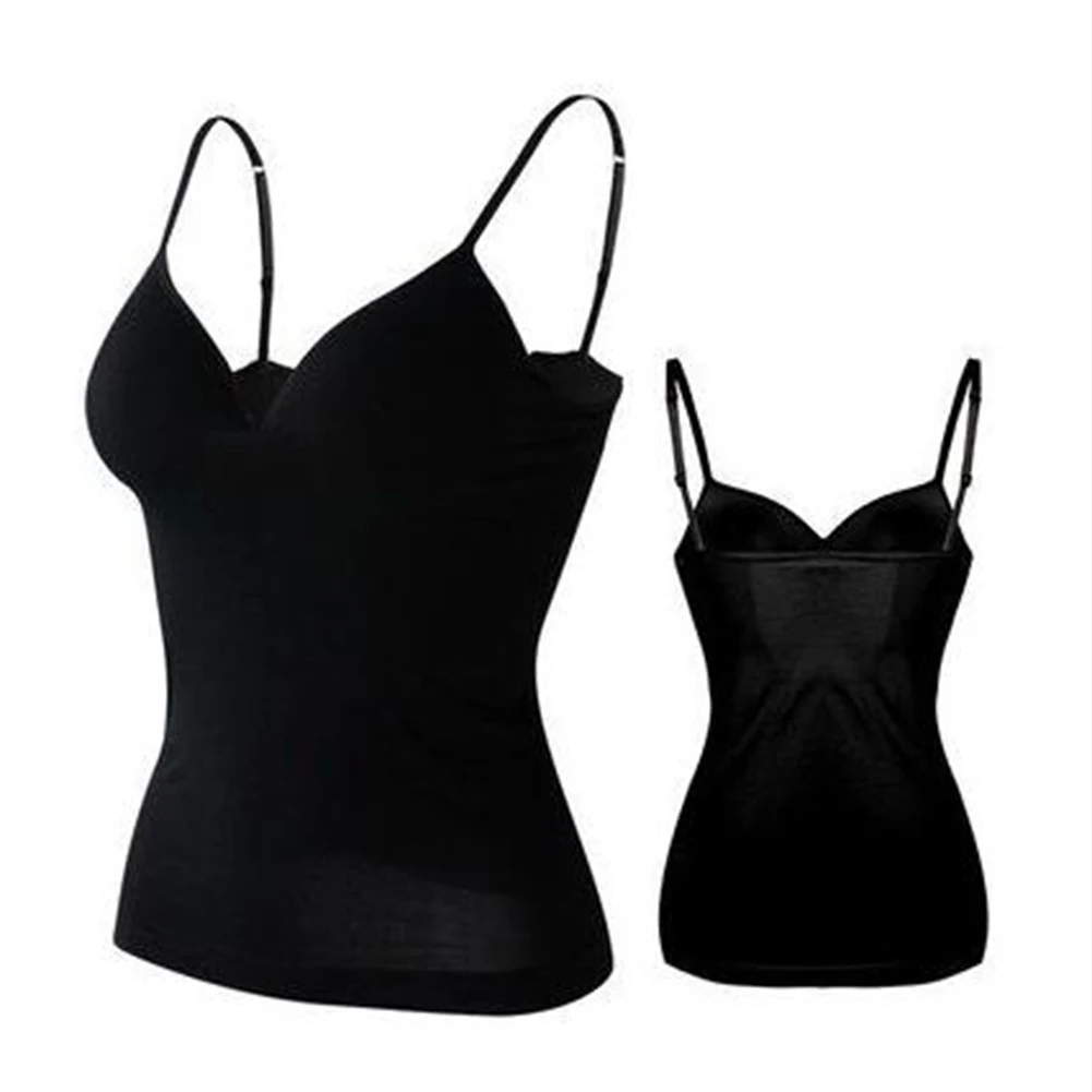 Adjustable Women Tank Top Sleeveless T Shirts V Neck Tee Tops Spring Summer Camisole Solid Color Vest Spaghetti Strap Vest