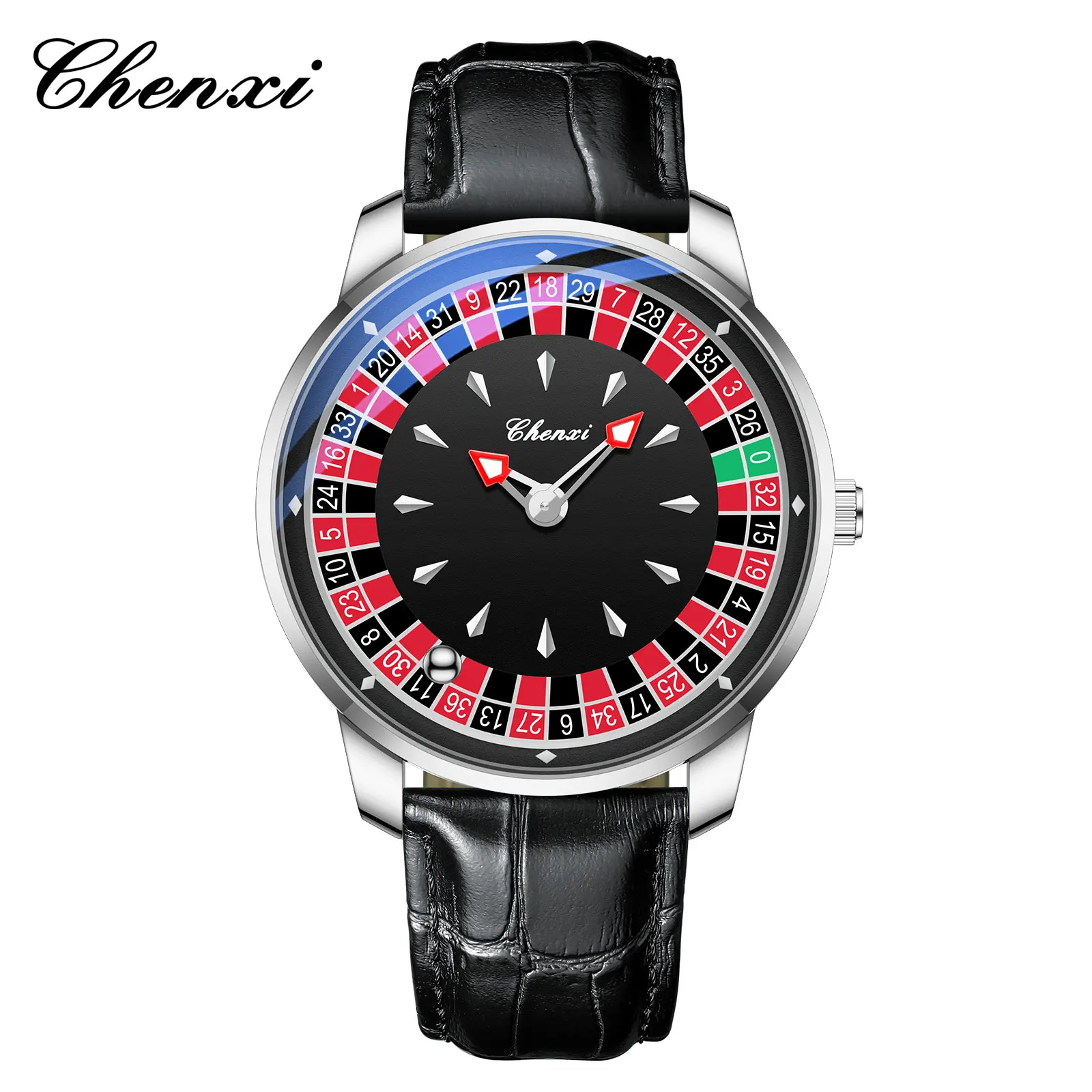 CHENXI 636 Modische Herren-Quarzuhr, Kreatives Rotierendes Zifferblatt, Leuchtende Zeiger, Sportliche Freizeituhren für Männer, Reloj Hombre