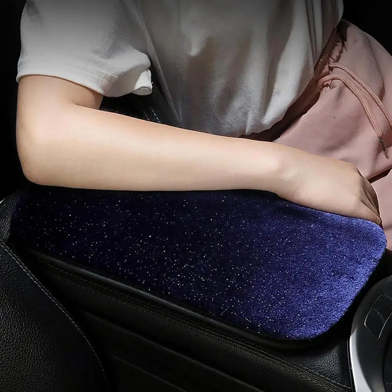 Middle Console Cover Shimmer Plush Automotive Hand Rest Cushion Non-slip Winter Auto Center Armrest Protective Cushion Support