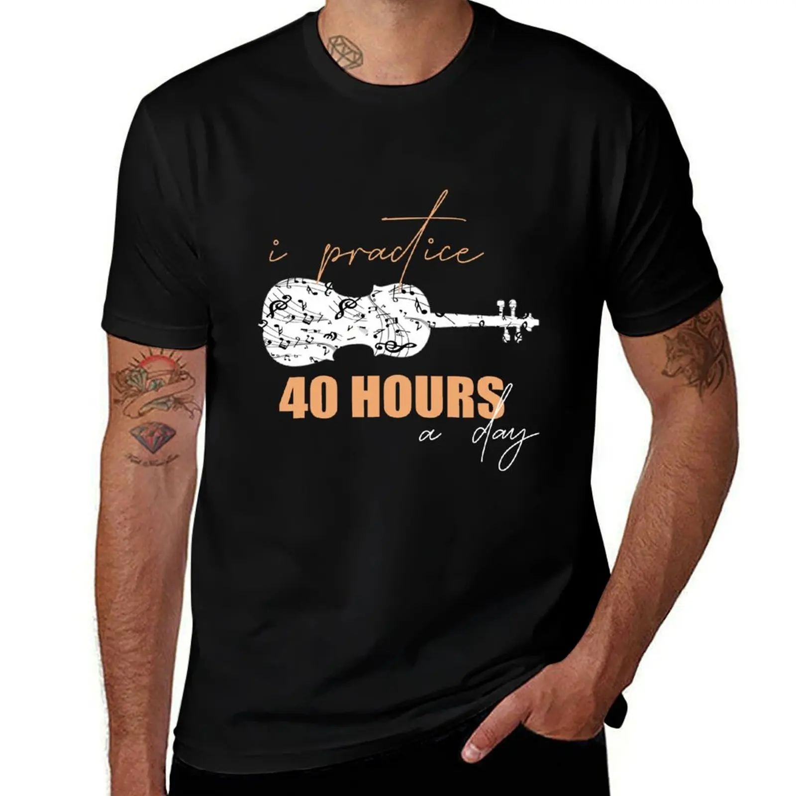 Two Set Violin Practice T-Shirt custom t shirt basketball graphic tees T-shirts for men cotton