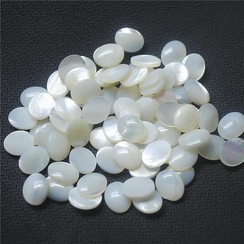 16PCS SEAWATER SHELL CABOCHONS OVAL SHAPE 8X10MM  WHITE COLORS DIY JEWELRY ACCESSORIES  LOOSE BEADS CABS
