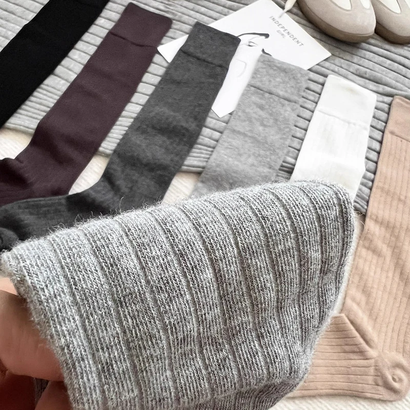 

1 Pair Women's Black White Gray Knee High Socks Long Ribbed Knitted Slouchy Boot Socks Soft Warm for Women Girls
