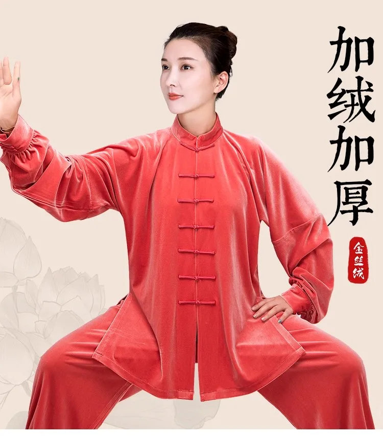 بدلة تاي تشي الجديدة لعام 2025 - زي كونغ فو المخملي المخملي للرجال والنساء، ملابس شتوية للفنون القتالية من بادوانجين