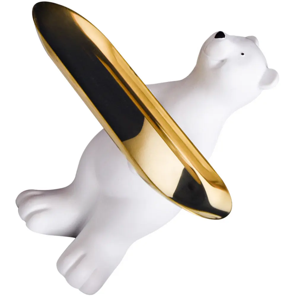 Resin Bear Tray Lightweight Animal Sculpture Storage Organizer for Rings Earrings Necklaces Sunglasses Home Decoration view 2