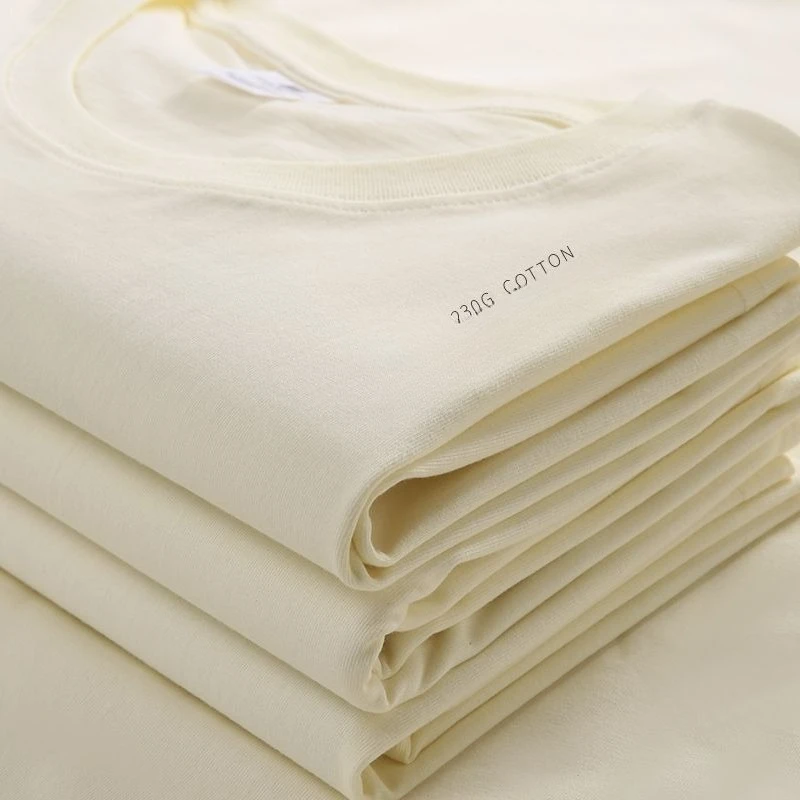 

Summer Trend Heavy Cotton Solid Color Pure White Versatile Loose Short-sleeved T-shirt Men's and Women's Streetwear