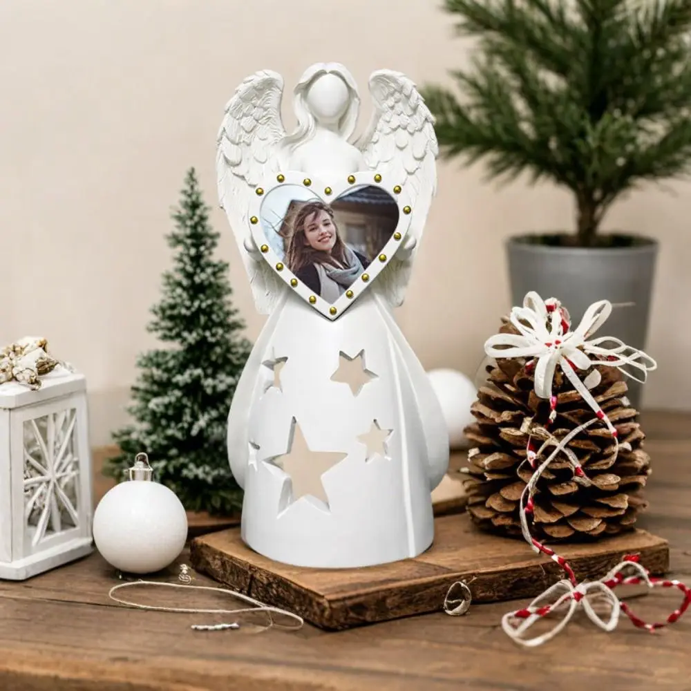 

Angel Candle Holder Exquisite Angel Candle Photo Frame Unique Handmade White Angel Candlestick Angel Ornaments Mother's Day