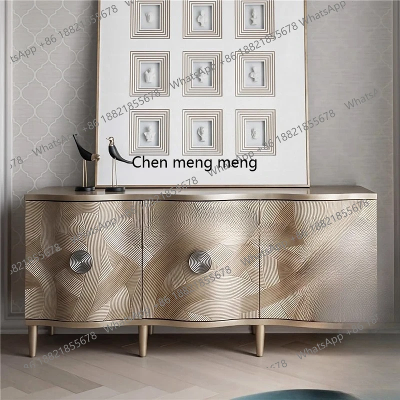 

Solid Wood Carved Vintage TV Console Cabinet Neoclassical European Retro Sideboard Living Room Side Cabinet