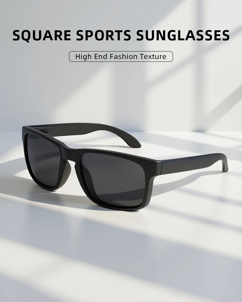 Klassische Fashion Square Polarisierte Sonnenbrille Männer Vintage Kunststoff Männliche Sonnenbrille Frauen Stilvolle Schwarz Outdoor Sport Shades UV400 – Detail 2