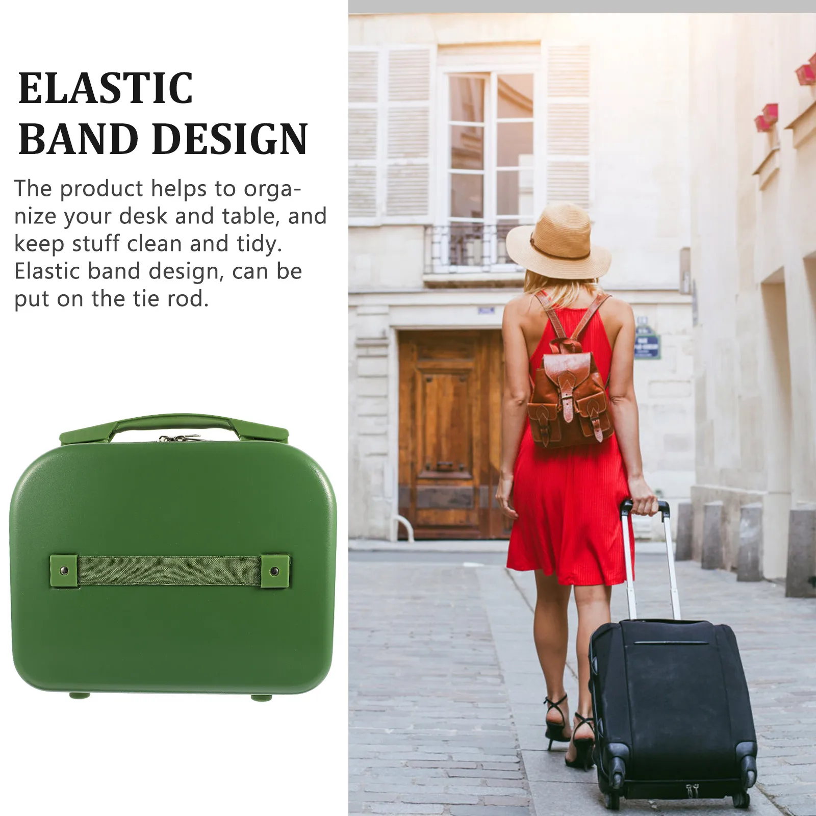 

Elastic Organizer Makeup Storage Box Travel Toiletry Bag Hard Shell Desktop Office Bedroom Multi-functional