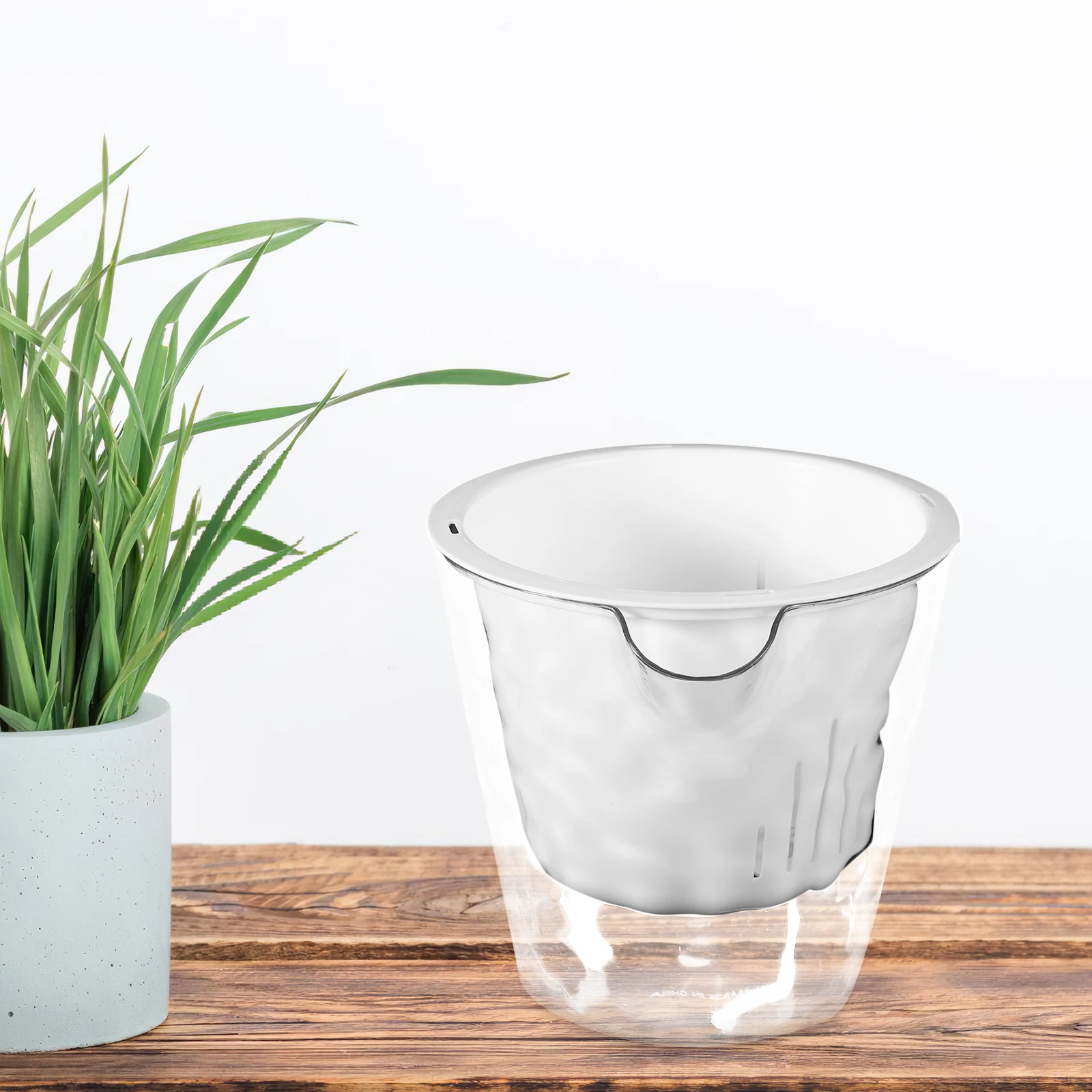 

Self-Watering Flower Pot Clear Plastic Planter Hydroponic Flowerpot Double Layer Transparent Home Supplies Bonsai Pot