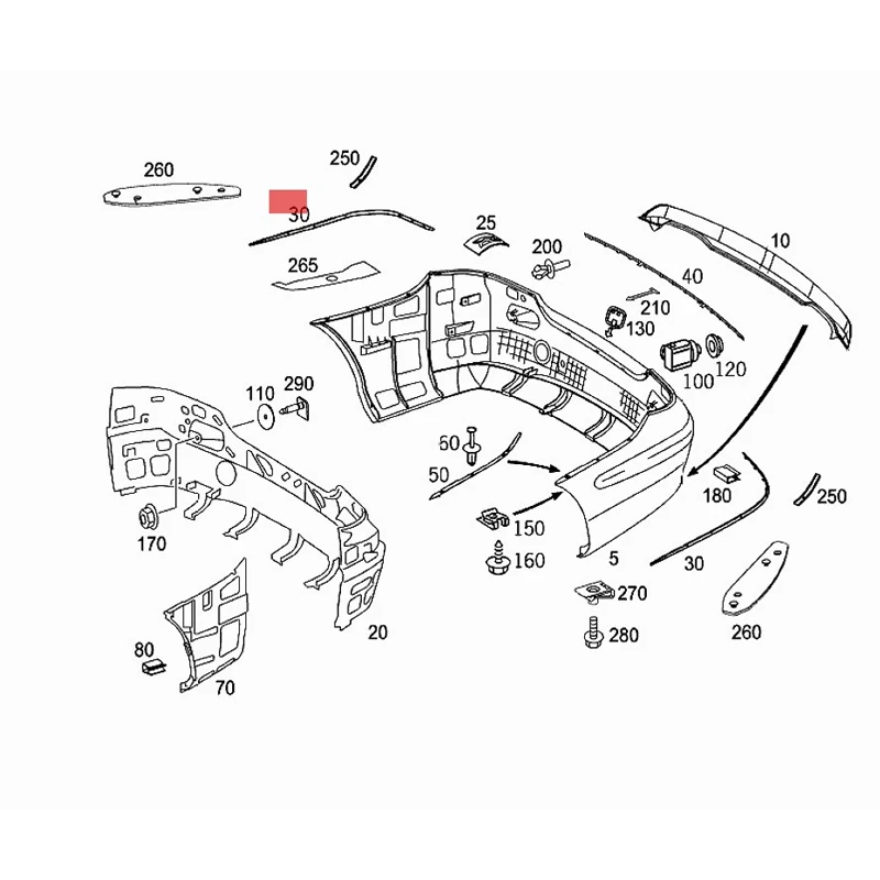 FG2 093 08F G20 931 6FG 209 320 On the left cover of the slide rail Rear bumper Slide rail 2098850521