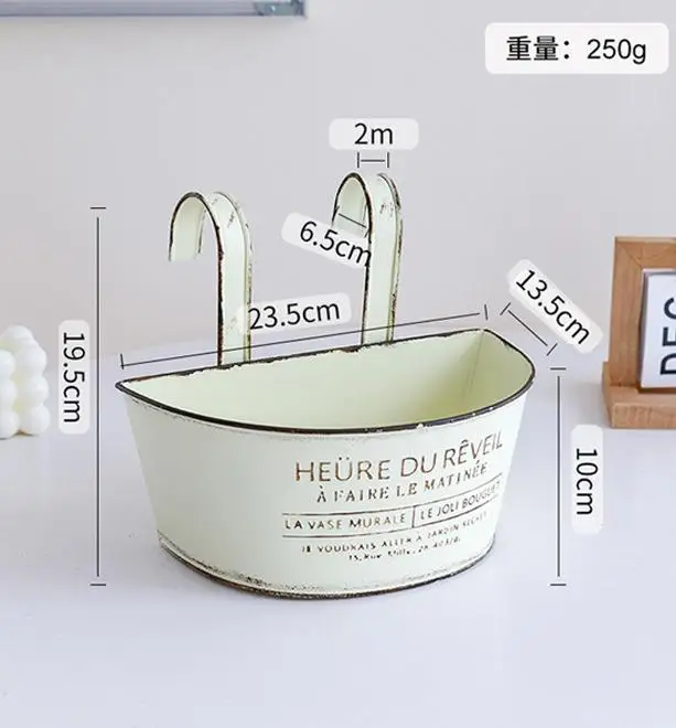 Retro Iron For Semi Circular Hanging Flower Pot Wall Mounted Basket For For French Style Home Garden Balcony Decor
