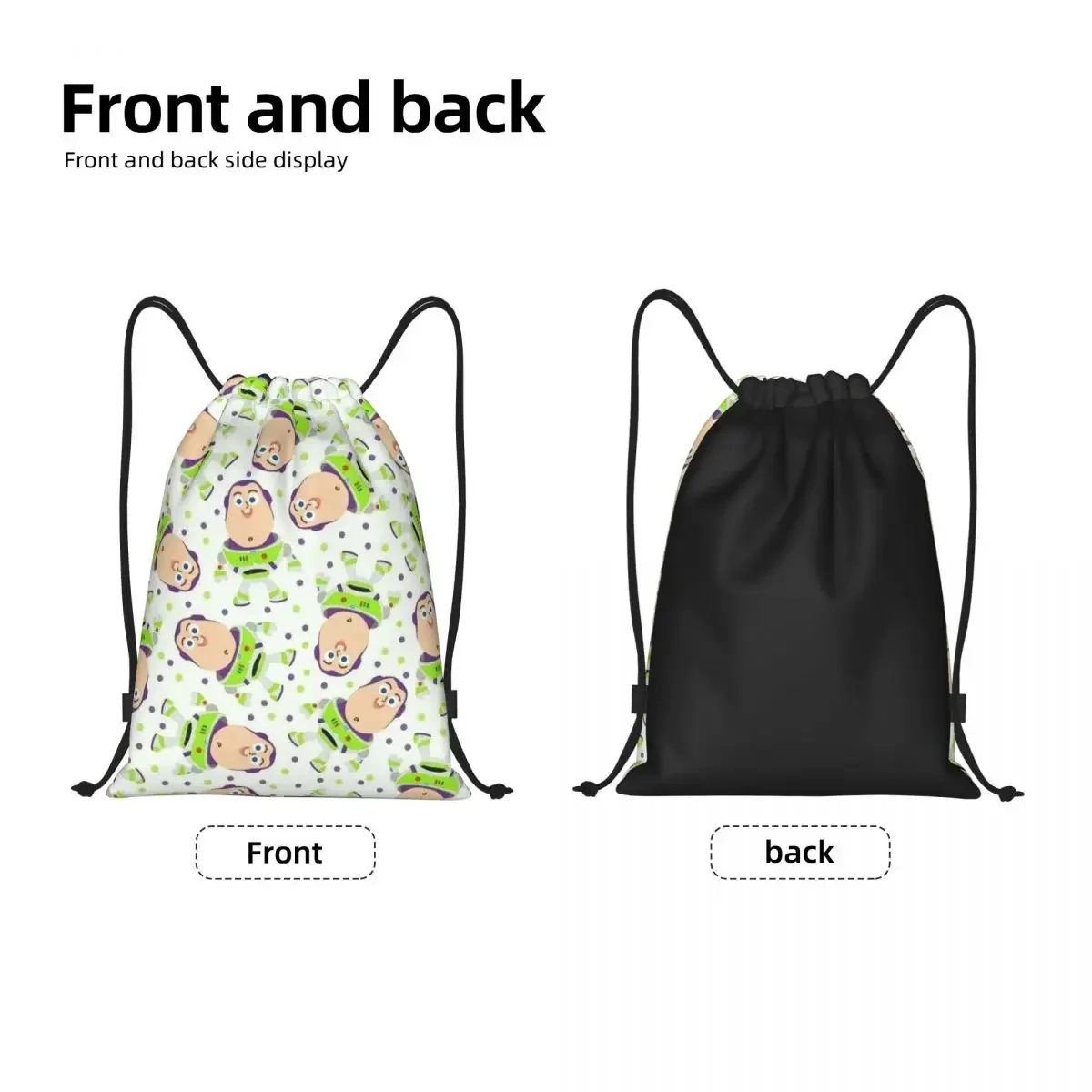 Custom Buzz Lightyear Drawstring Backpack Women Men Gym Sport Sackpack Foldable Shopping Bag Sack