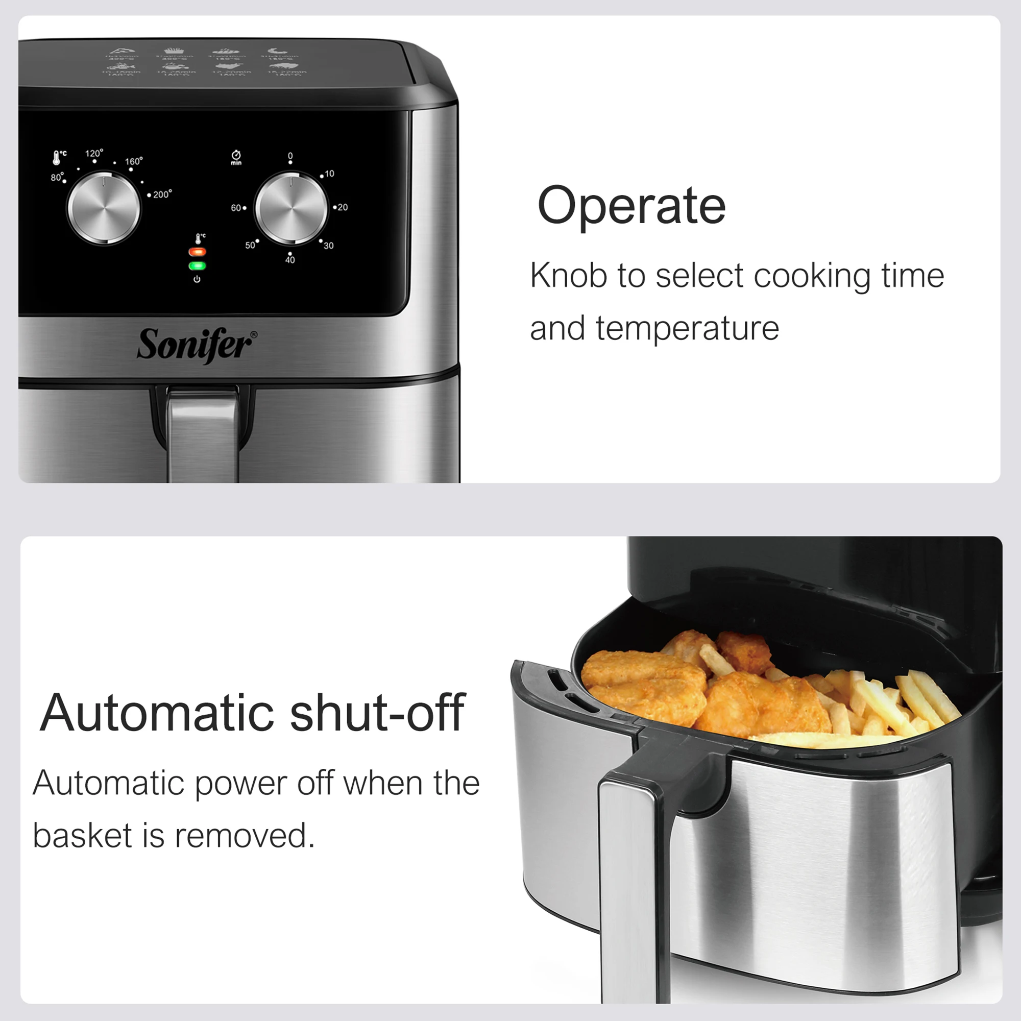 6L Air Fryer Without Oil Oven 1500W Multifunction Electric Deep Fryer Nonstick Basket Kitchen Cooking Frying Sonifer